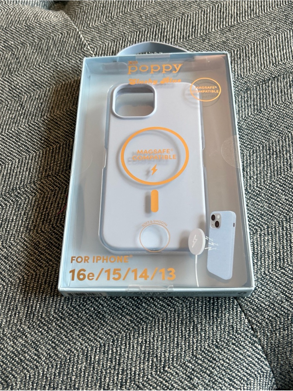 XO Poppy IPHONE case, wireless charging for 16e/15/14/13- MagSafe Slushy Blue